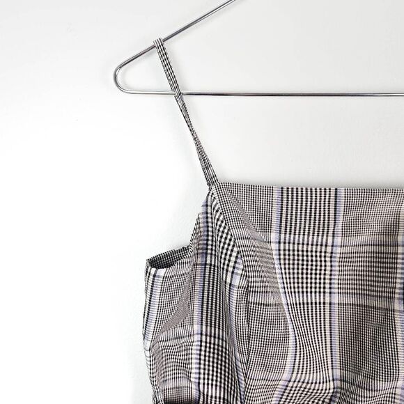 PRIMARK Gray Blue Plaid Tartan Buckled 90's Inspired Retro Mini Dress Size: 10 - Picture 2 of 9